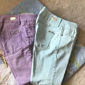 Elegant Women's Skinny Jeans in Lavender and Mint
